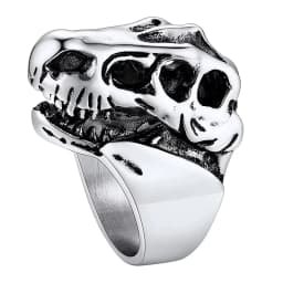 U7 Stainless Steel Big Rings for Man Bird Goat Octopus Shark Serpent Snake Bone Charm Size 7-14 Rock Punk Animal Skull Jewelry