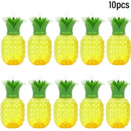 6/10pcs Hawaiian Summer Pineapple Coconut Drinking Cups Strawberry Shaped Juice Drink Cups for Birthday Wedding Beach Pool Party
