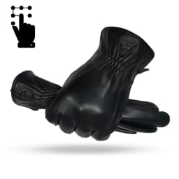 2025 New Winter man deer skin leather gloves male warm soft men's glove black three lines design men mittens sheep hair lining