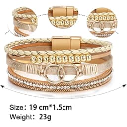Leather Wrap Bracelet for Women, Boho Western Layered Cuff Jewelry | Stackable , Pairs with Boho Western Outfits, Gift for Women