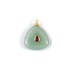 1 Piece Brass & Cubic Zirconia Natural Stone Geometric Charms 18K Gold Plated Olivary Round Pendant For DIY Necklace Making