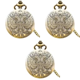 Vintage Bronze Steampunk Double-Headed Eagle Carved Gift Quartz Necklace Series Men's And Women's Commemorative Pocket Watch