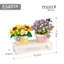 Mini Watering Can Potted Building Blocks Flower DIY Plant Bonsai Bouquet 3D Model Home Decoration Children's Assembled Toy Gift