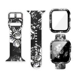 Glass+Cover+Strap for Apple Watch Case 44mm 40mm 41mm 45mm 42mm 38mm sport Silicone bracelet iwatch series 9 8 7 6 5 4 3 SE Band