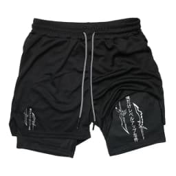Solo Leveling Print 2in1 Running Workout Shorts for Men Gym Performance Compression Shorts with Phone Loop Athletic Activewear