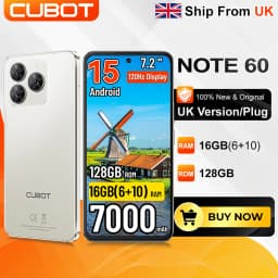 [Ship From UK]Cubot Note 60 Android 15 Smartphone 7.2'' 120Hz Display 16GB(6+10GB )RAM 128GB ROM 48MP Camera 7000mAh Cellphones