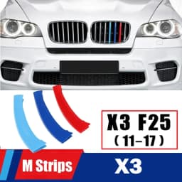 3pcs Car Front Grille Strip For BMW X3 E83 2003-2010 F25 2011-2017 G01 2018-2020 2023 M Power Performance Trim Cover Accessory