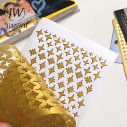 JIANWU 2 Pack/set Simple Bronzing Hot Silver PVC Goo Card Decor Sticker Creative DIY Handbook Scrapbook Collage Stationery