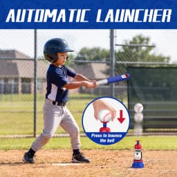 3-in-1 Baseball Set for Kids with Auto Pitching Machine | Tee Ball Stand, Hanging Tee, Ball Launcher and 6 Softballs - Adjustable Height, Indoor/Outdoor Sport Gifts for Boys Girls