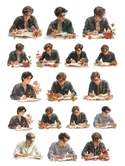 17pcs Creative Cute Self-made Boy Likes Reading Books Scrapbooking Stickers /Decorative DIY Craft Photo Albums Art Supplies