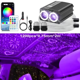 32W Twinkle Meteor 2 in 1 Starlight Headliner Light Kit, Fiber Optical Cable RGBW Light for Car/Home, APP/Remote Control 