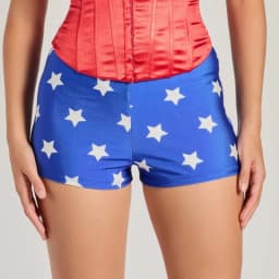 Womens Blue Star Print Mini Skirts Boy Shorts Halloween Superhero Costume Bottoms Y2k Streetwear