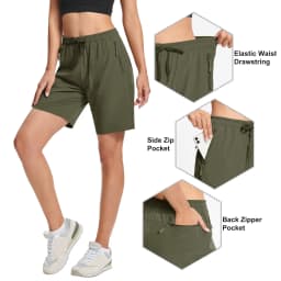 TACVASEN Summer Quick Dry Hiking Shorts Womens Workout Training Casual Shorts Gym Fitness Lightweight Elastic Waist Short Pants