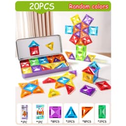 Children's Magnetic Tiles Building Toys 3D Thinking Training Construction Game Portable Iron Box Set Travel Activity Toys Gifts