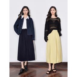 TOYOUTH Women Skirt 2025 Spring New Solid Color Pure Cotton Mid Waist Versatile Ankle Length A Line Umbrella Skirt Black