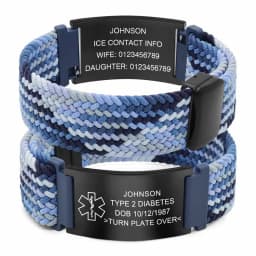Personalized Medical Alert Bracelet Elastic Nylon Custom Engraved Tag Medical ID Bracelet Adjustable Keepsake Gift for Health