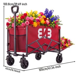 Heavy-duty all-terrain folding cart; foldable, multi-purpose cart suitable for camping, gardening, the beach, and shopping; features a gardening tool rack; sturdy handle design; durable wheels