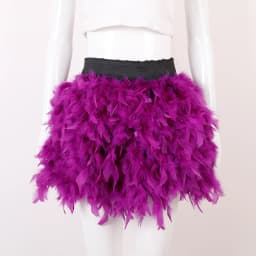 Women Solid Fluffy Feather Mini Skirt Elastic High Waist Short Skirt Halloween Carnival Party Stage Cosplay Costume Club Outfit