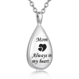 Carved Teardrop Keepsake Ashes Necklace Urn Pendant Cremation Memorial Jewelry-Always in My Heart