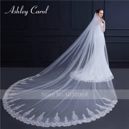 Ashley Carol Customized Wedding Veils With Comb Lace custom made length Cathedral Wedding Veil Wedding Accessories