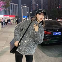 Sequined White Duck Down Short Down Jacket Women Thicken Parkas 2025 New Fashion Down Jacket Women Korean Loose Parka Coat