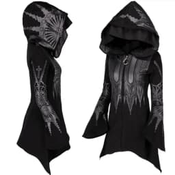 Street Goth Punk Style Black Long Hooded Top Harajuku Retro Dark Grunge Y2K Print Sweatshirts 2022 New Autumn Winter Ladies Tops