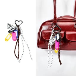 2024 New Woven Rope Keychain Bag Decoration Hanging Keychain Korean Style Acrylic Bead Heart Tassel Phone Case Bag Charms Y2k