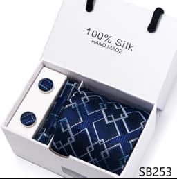 Classic Style 65 Colors Sales Silk Tie Handkerchief Cufflink Set Men Necktie Box Solid Color Sky Blue Fit Wedding Office Cravat