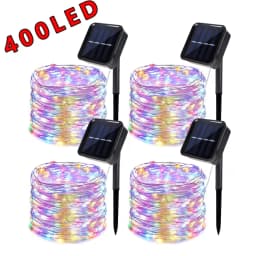 4Pcs/Pack 400 LED Solar Fairy Lights, Copper Wire String Lights with Solar Powered, 8 Lighting Modes, Outdoor/Indoor Lights for Garden, Patio, Wedding, Party & Holiday Decoration(Totaling 157.48 Feet ,Warm/Cool White/Muliticolor for Choose)