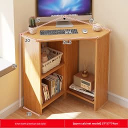 Modern Corner Desk with Bookshelf Storage for Home Office and Study Corner Writing Desk with Storage Shelves for Small Space