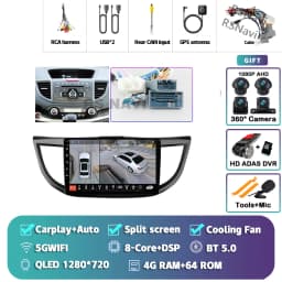Android 16 Carplay Auto Car Radio Multimedia Player For Honda CRV CR-V 2012-2016 WIFI+4G DSP Autoradio Stereo 2din Head Unit