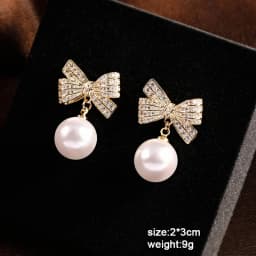Pure White Women's Dangle Earrings Blooming Flower Acrylic Enamel Butterfly Imitation Pearl Heart Hanging Earrings Elegant Brinc