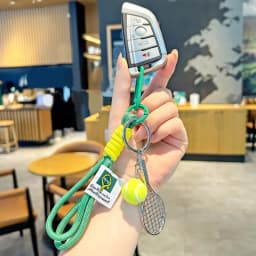 Creative Tennis Rackets Pendant Handwoven Keychain Cute Key Ring Women Bag Decor