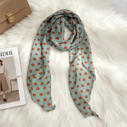 Ladies New Ins Style Brown Chiffon Polka Dot Long Silk Scarf Multifunctional Accessory Neck Women's Headband Tie Hair Towel