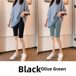 Women's Modal Short Pants Thin High Waist Elastic Slimming Black Base Layer Pants Can Be Worn outside Five-Quarter Length Summer