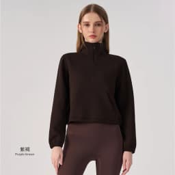 Women Half Zip Pullover Stand Collar Sweatshirt Autumn Winter Outdoor Sports Long Sleeve Top Tennis Fitness Yoga Jacket
