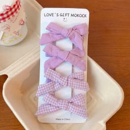 2026 4PCS/Set Kids Hair Clips Gingham Floral Bow Hair Barrettes No Hurt Hair Non Slip Soft Fabric Toddler Girls Accessories Gift