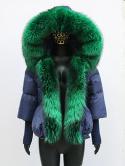 Women Coat White Duck Down Jacket Super Large Real Red Fox Fur Collar Hooded New Fashion Outerwear Puffer Jacket New