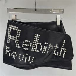 DEAT 2026 Autumn High Street Style Letter Square Rhinestone Decoration Low Waist Mini‑Skirt For Women PU‑Leather Skirts 29A9423