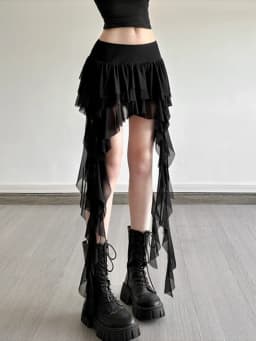 Aoaiiys White Skirts Women Irregular Ruffled Lace Mini Skirt Fashion French High Waisted A-Line Skirts Summer New Female Skirts