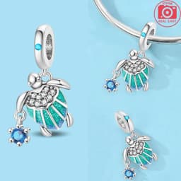 925 Sterling Silver Ocean Series Blue Turtle Starfish Shell Fit Original Bracelet Charms for Women diy Fine Jewelry Gifts