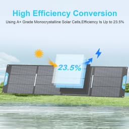 E-POWO 220W Portable Solar Panel for Power Station, Hurricane Preparedness Items, 26V Solar Charger with Solar Cable for Camping