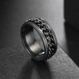 Anxiety Fidget Rings For Men Spining Titanium Stainless Steel Colorfully Spinner Rotatable Chain Jewelry Rotating Rings Men Gift