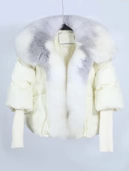 OFTBUY New White Duck Down Jacket Winter Women Warm Loose Coat Natural Real Fox Fur Collar Thick Luxury Outerwear New Fashion