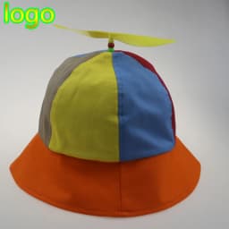 New Custom Logo Parent Child Cotton Helicopter Propeller Bucket Cap Outdoor Unisex Color Matching Sun Protection Fisherman Hat