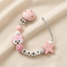 Personalized Fox Pacifier Clip BPA Free Food Grade Silicone Star Teether Holder Custom Name Handmade Dummy Chain Baby Gift