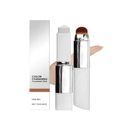 Color Changing Foundation Stick Waterproof Sweatproof Lightening Full Coverage Concealer 2 in 1 Stick Foundation Makeup Brushes