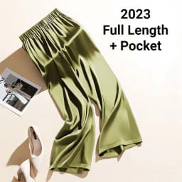 High Waist Silk Drape Straight Leg Pants Women's Casual Trousers Elegant Draped Straight Pants High Waist Silk Pants