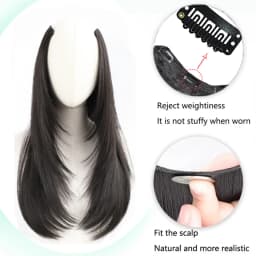 Synthetic Wig One-piece Straight Wig Layered Extension Wig Korean Fluffy Hair Piece Extension Wig For Women Christmas New Year