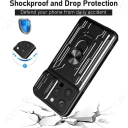Phone Case For iPhone 18 17 16 15 14 13 12 11 Pro Max Plus SE Slide Camera Card Slot Military Grade Ring 360 Magnetic Back Cover